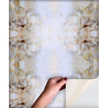 Imagem de Adesivo Piso Lavável Chão Marmore Branco Marrom Imperador 2m - DecoraP