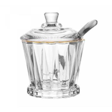 Imagem de Açucareiro de Vidro Fio de Ouro Colher e Tampa Radial 210ml Lyor - JW 