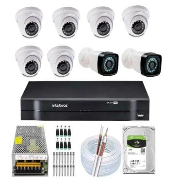 Imagem de Kit 8 Cameras Segurança 1080 Full Hd Dvr Intelbras 8ch Alta Resolução 