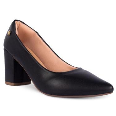 Imagem de Scarpin Clássico Feminino Salto Alto Bloco Grosso Quadrado - Takata, P