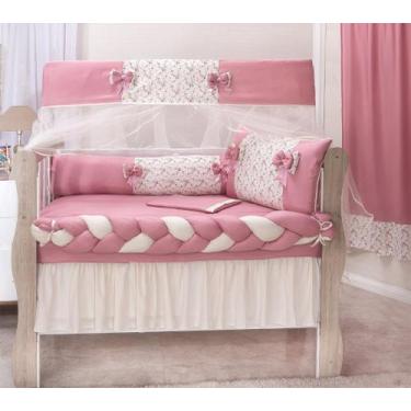 Imagem de Kit enxoval para berço americano e nacional floral rosê - MEDINA CONFE