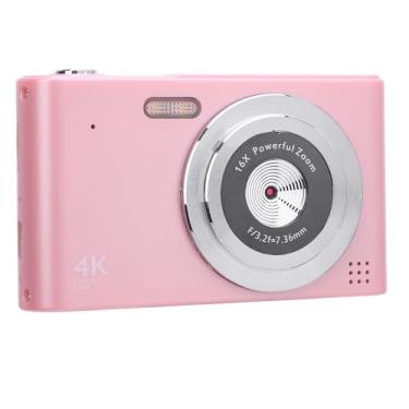 Imagem de Câmera Digital Compacta 48MP 4K Com Zoom de 16x IPS Tela Anti Vibração Gravação de Vídeo para Viagens Com Flash (Rosa)