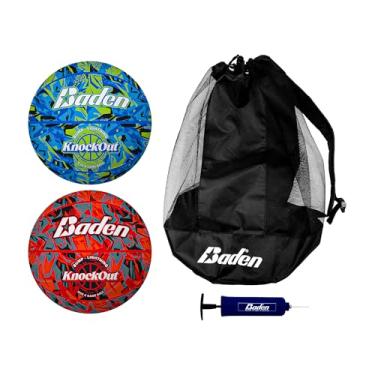 Imagem de Baden Jogo Knockout (Bump/Lightning), conjunto de 2 bolas de basquete de borracha internas/externas, bomba e bolsa, oficial de 75 cm, tamanho 7