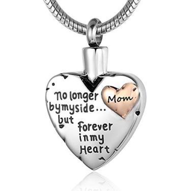 Imagem de RIMZVIUX Colar de urna para cinzas de aço inoxidável, joia de lembrança de cremação para mulheres - No Longer By My Side Forever in My Heart, N, Aço inoxidável, Sem Pedra Preciosa
