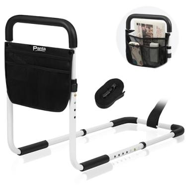 Imagem de Panta Trilhos de cama para adultos idosos, barra de assistência de cama ajustável para idosos, trilho de segurança para cama médica com bolsa de armazenamento e alça de fixação, bengala portátil para