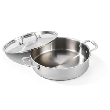 Imagem de DELARLO Braseiro de aço inoxidável de três camadas 6 litros com tampa de aço