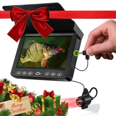 Imagem de Câmera de pesca subaquática FishPRO – MOQCQGR portátil de 10,9 cm 1000TVL (não é necessário aprender), câmera de pesca no gelo, luz infravermelha subaquática de 3 graus, USB-C, zoom 4x, localizador de