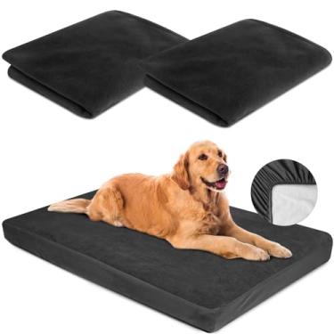 Imagem de Capas de cama de cachorro de substituição à prova d'água para cama de cachorro lavável preto pacote com 2 89 cm x 111 cm GG