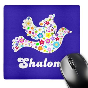 Imagem de Pomba floral branca da paz com texto de Shalom - judaica - hebraico - judaísmo - mouse pad, 20 x 20 cm (mp_58350_1)