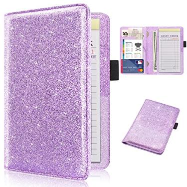 Imagem de RSAquar Livros de Servidor para Garçonete, Suporte de Carteira Organizadora de Garçons Fofo com 7 Bolsos de Armazenamento para Receitas E Cheque de Convidado, Avental de Couro para Garçom com Ajuste P