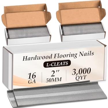 Imagem de Yaocom Pregos de piso de calibre 16 de 3000 unidades, prego em L 16GA de 5 cm de comprimento para piso de madeira para pistolas de pregador de piso