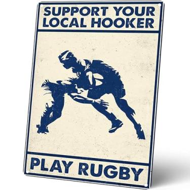 Imagem de Homely Accents Placas de Metal de Humor de Rúgbi Vintage, Apoie Sua Prostituta Local, Jogue Rúgbi, para Caverna de Homem, Decoração de Casa E Clube, Pôster de Arte de Parede, Placas de Lata para Homen