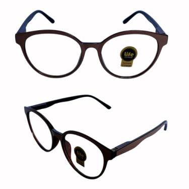 Imagem de Armação Óculos Redondo Brilho Marrom Sem Grau