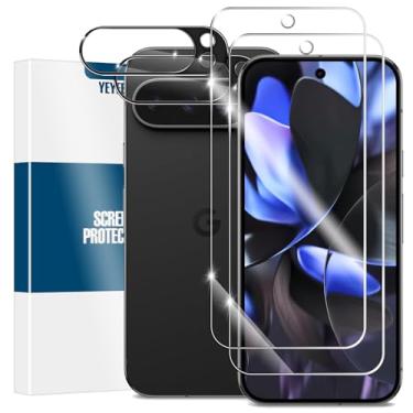 Imagem de YEYEBF Protetor de tela para Google Pixel 9 Pro XL, [2 + 2 unidades] vidro temperado para Pixel 9 Pro XL e protetores de lente da câmera [Desbloqueio ultrassônico de impressão digital] [compatível com