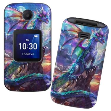 Imagem de RWUTYTIUL Capa para celular Alcatel Go Flip 4 / TCL Flip Pro com protetor de tela de vidro temperado, camada dupla antiarranhões à prova de choque, capa fina com textura de grade para mulheres e