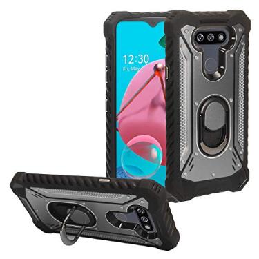 Imagem de CELZEN - para LG Aristo 5 Plus, Fortune 3, Phoenix 5, Risio 4, K8X - Capa de telefone de metal de alumínio com suporte, ZY0 Gray