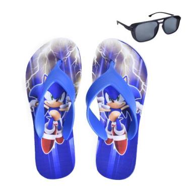 Imagem de Chinelo Infantil Menino Personagem Sonic Barato Leve Confortável Casua