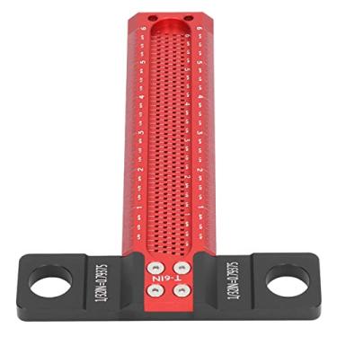 Imagem de Régua T, Medidor de Furo de Liga de Alumínio Marcado a Com Furos Incrementais de 1/32 Polegada, Usinado CNC, Vermelho e Preto, para Marcenaria, Design de Decoração (6 polegadas)