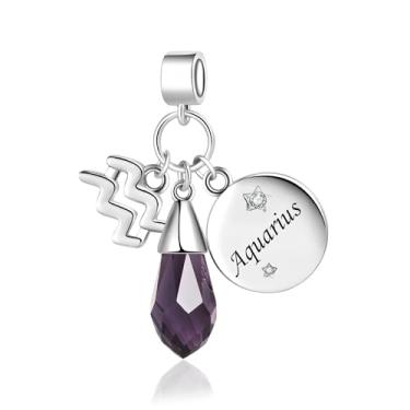 Imagem de MiiFort Pingentes brilhantes do signo do zodíaco para pulseiras Pandora Charms Moments, One Size, Cobre, Sem Pedra Preciosa