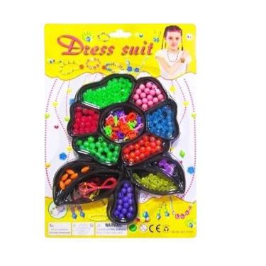 Imagem de Kit Miçangas Infantil 119 Peças Pulseiras Bijuterias Colares