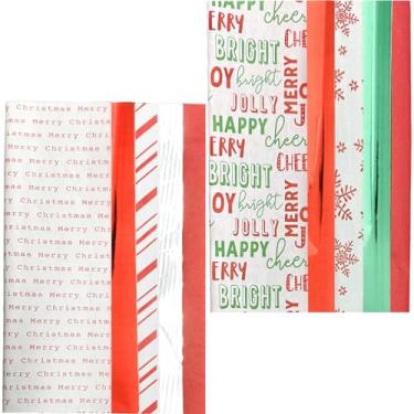 Imagem de 200 folhas de papel de seda para presente de Natal, papel e folhas temáticas Mylar de árvore de Natal e flocos de neve da ALEF