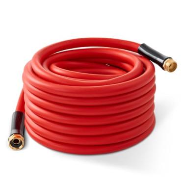 Imagem de Mangueira de jardim 15 m x 3/10.2 cm, resistente -45.6 °C a 87.8 °C, mangueiras de borracha flexíveis de 600 psi, acessórios sólidos de 0,9 cm para gramado e jardim ao ar livre para todos os climas