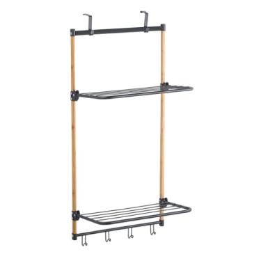 Imagem de Simplo - Varal de Porta de Bambu com Hastes Metálicas Compacto e Fácil de Instalar