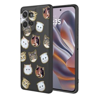 Imagem de KOARWVC Capa de celular para Moto Edge 50 Neo, capa Motorola Edge 50 Neo com design de padrão de gato fofo, capa protetora fina de TPU macio para Motorola Edge 50 Neo Black Cat