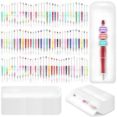 Imagem de Dispowreath Kit de 300 canetas com contas de plástico, kit faça você mesmo, com sacos de recargas, tinta preta para materiais decorativos escolares, acessórios de escritório (cores sortidas)