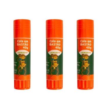 Imagem de kit 03 Colas Bastão Branca Escolar Multiuso 40g - Leo & Leo - LEO&LEO