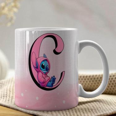 Imagem de Caneca De Porcelana Stitch Letras A-z 325ml Rosa C