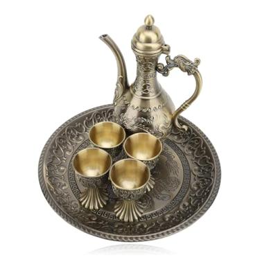 Imagem de Dpofirs Conjunto de chá turco, bule de chá turco prático copo multiuso para casa (Bronze)