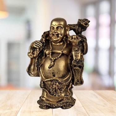 Imagem de Buda da Fortuna prosperidade Estátua resina 19 cm - FiNEGOOD