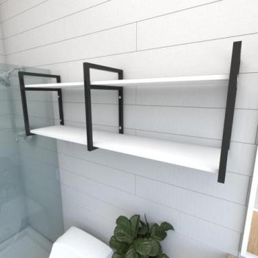 Imagem de Prateleira industrial para banheiro aço cor preto prateleiras 30 cm co