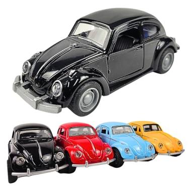 Imagem de Fusquinha Carrinho Miniatura Ferro Fricção Abre Porta Clássico Colecionável (Preto)