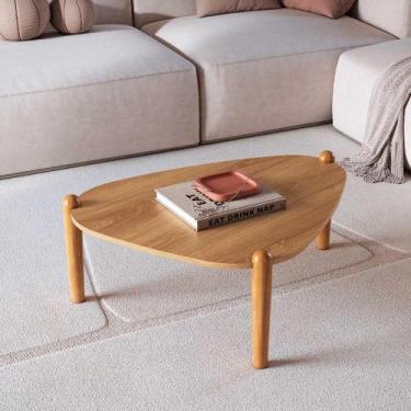 Imagem de Mesa de Centro Orgânica p/ Sala 84,4cm Pés em Madeira Maciça - Artesan