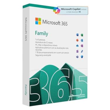 Imagem de Microsoft 365 Family (12 meses) até 6 usuários. PC/Mac/Iphone/tablet. 1TB na nuvem por usuário