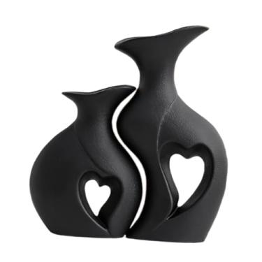 Imagem de FLCPJGV 2 peças Vasos de flor de resina Vasos decorativos Table Centerpipe Plant Recurter Arranjo de flores para a estante de entrada, Preto