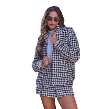Imagem de Jaqueta Maria Maturana Xadrez Pied De Poule Preto E Branco Tam. 40-Feminino