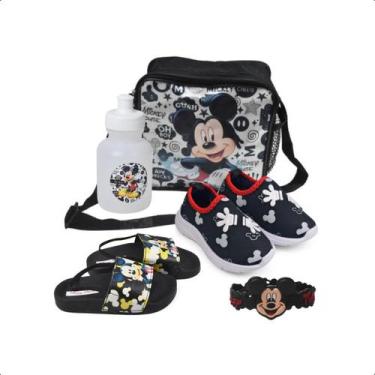 Imagem de Kit 4 Tênis Meia Infantil Com Chinelo Lancheira Mickey - NEXA, Preto, 