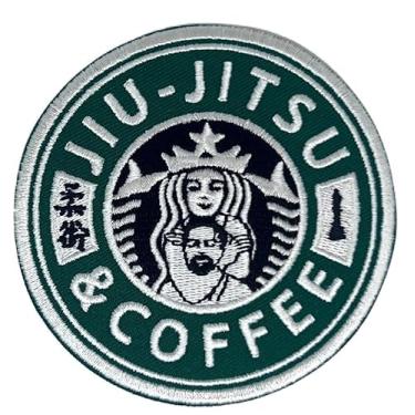Imagem de Emblema de Jiu Jitsu e Café (7,6 cm) Ferro ou Costurado Barista, Quimono GI de Jiu-Jitsu, Bolsa de ginástica, boné, camisa, adesivos de presente de artes marciais DIY