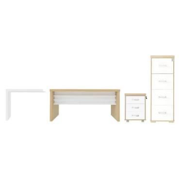 Imagem de Conjunto Escritório Completo Basingstoke Carvalho Branco - CasaH