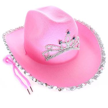 Imagem de Chapéu de cowboy GiftExpress rosa com tiara para crianças