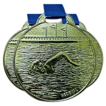 Imagem de Kit 50 Medalhas Natação Esporte Campeonato Torneio 35mm ouro