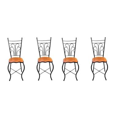 Imagem de Cadeira De Jantar Para Mesa De Chá Conjunto Com 4 Estilo Industrial Rustica Ferro E Madeira Artesanal