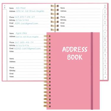 Imagem de Catálogo de endereços com abas alfabéticas - Telefone e agenda de endereços com contatos de endereço, data especial, telefone, aniversário e senha de login na Internet para casa e escritório, 10,9 cm