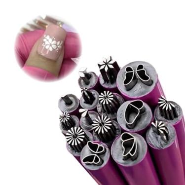 Imagem de Conjunto de canetas de carimbo de arte N-ail, 15 peças de canetas de estampagem floral para arte N-ail, caneta de carimbo de flores de arte N-ail, ferramenta de estampagem de artes de unhas, carimbo