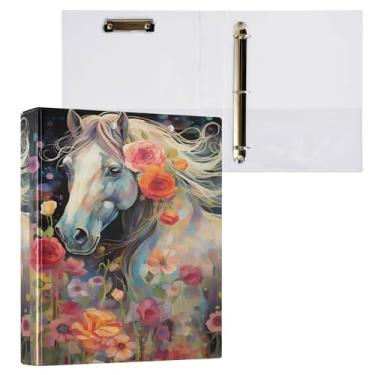 Imagem de Fichário de 3 anéis, pasta de arquivo de aquarela com estampa de animal para 200 folhas, armazenamento de arquivos para mulheres e homens, material de escritório escolar