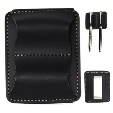 Imagem de Suporte de caneta para notebook, suporte de caneta de couro elegante, clipe de lápis suprimentos para professores para sala de aula e acessórios organizadores de mesa/preto