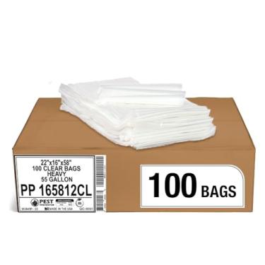 Imagem de Aluf Plastics Sacos de lixo transparentes de 55 a 60 galões - (pacote com 100 enormes) - 96,5 cm x 147,3 cm - 1,2 MIL - Sacos de lixo transparentes para reciclagem, empreiteiros, armazenamento